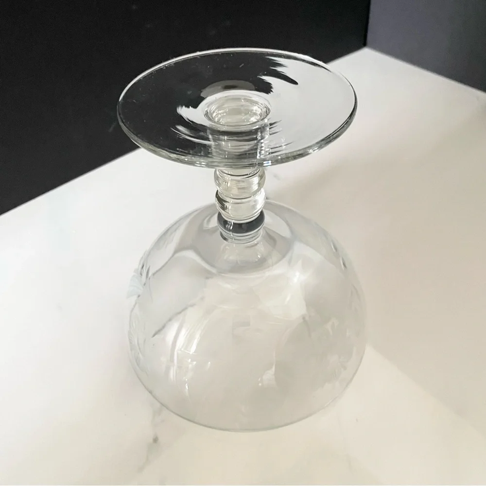 Etched Floral Glass Compote - Candlewick